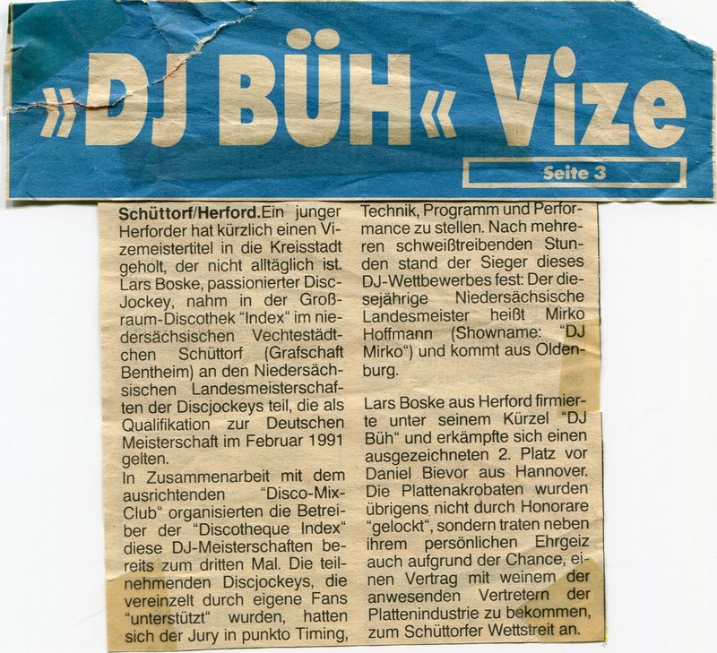 Pressebericht DJ Büh DMC 1991