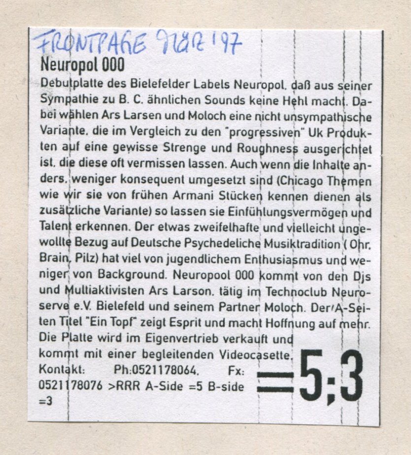 Frontpage 03.97 — Neuropol 000