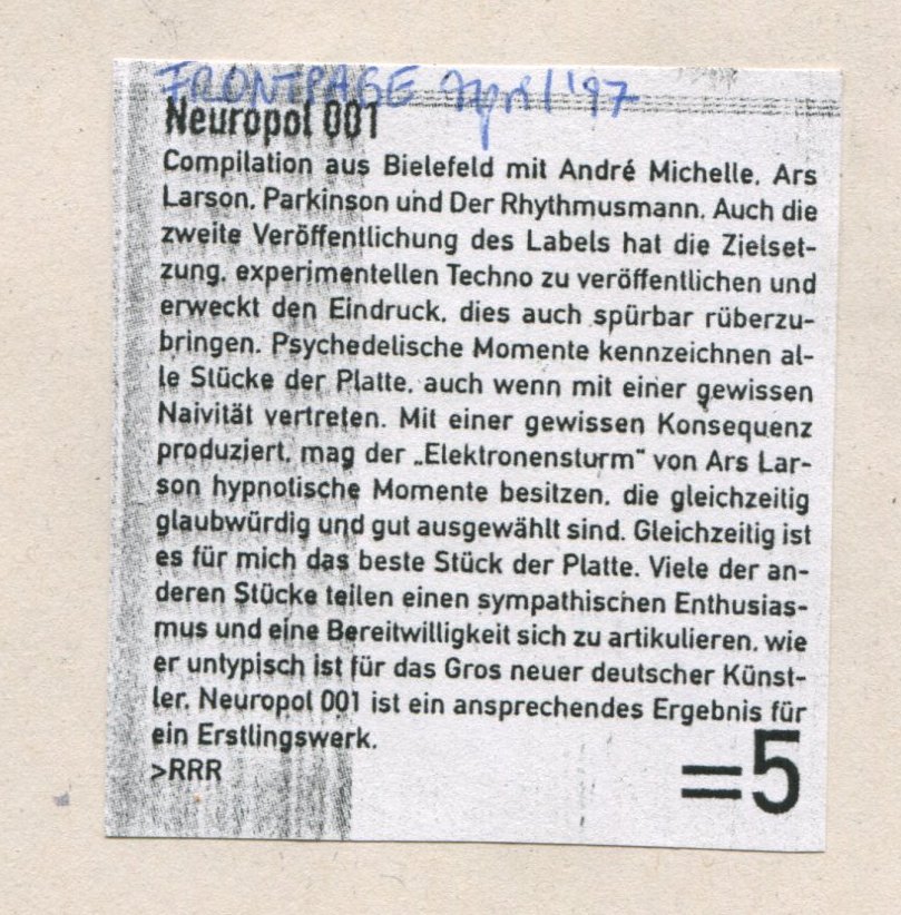 Frontpage 04.97 — Neuropol 001